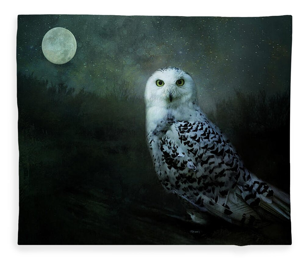 Owl Fleece Blanket featuring the digital art Soul of the Moon by Nicole Wilde