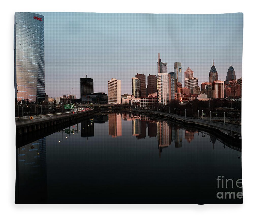 Philadelphia Fleece Blanket featuring the photograph South Street Bridge by Paul Watkins