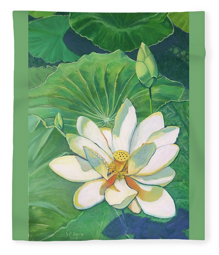 Water Fleece Blanket featuring the painting Southern Water Lily by Jeanette Jarmon
