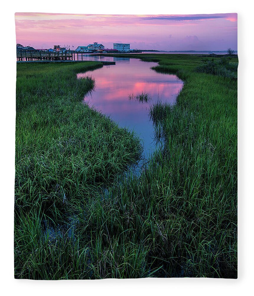 Southport Fleece Blanket featuring the photograph Southport Salt Marsh Siunrise by Nick Noble