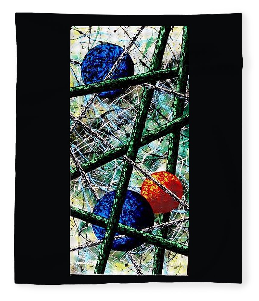 Contemporary / Abstract Fleece Blanket featuring the painting Space-Time Continuum by Micah Guenther
