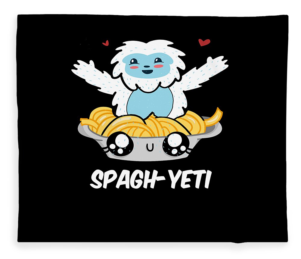 Spaghetti Yeti Bigfoot Eating Noodle Yeti Fleece Blanket by Moon Tees -  Pixels