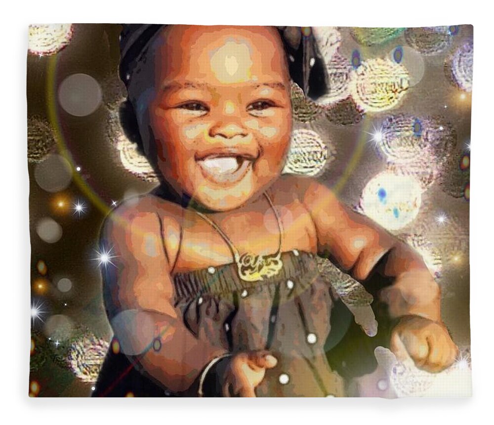 Digital Art Fleece Blanket featuring the painting Sparkle Baby Girl by Karen Buford