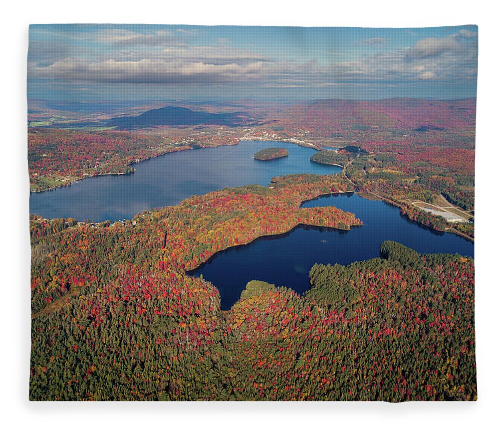 Landscape Fleece Blanket featuring the photograph Spectacle Pond And Island Pond - Brighton Vermont October 2017 by John Rowe