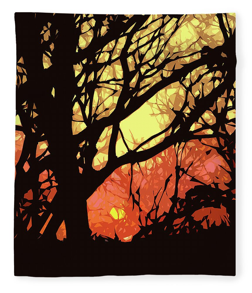 Sunset Fleece Blanket featuring the digital art Spectacular Sunset by Nancy Olivia Hoffmann