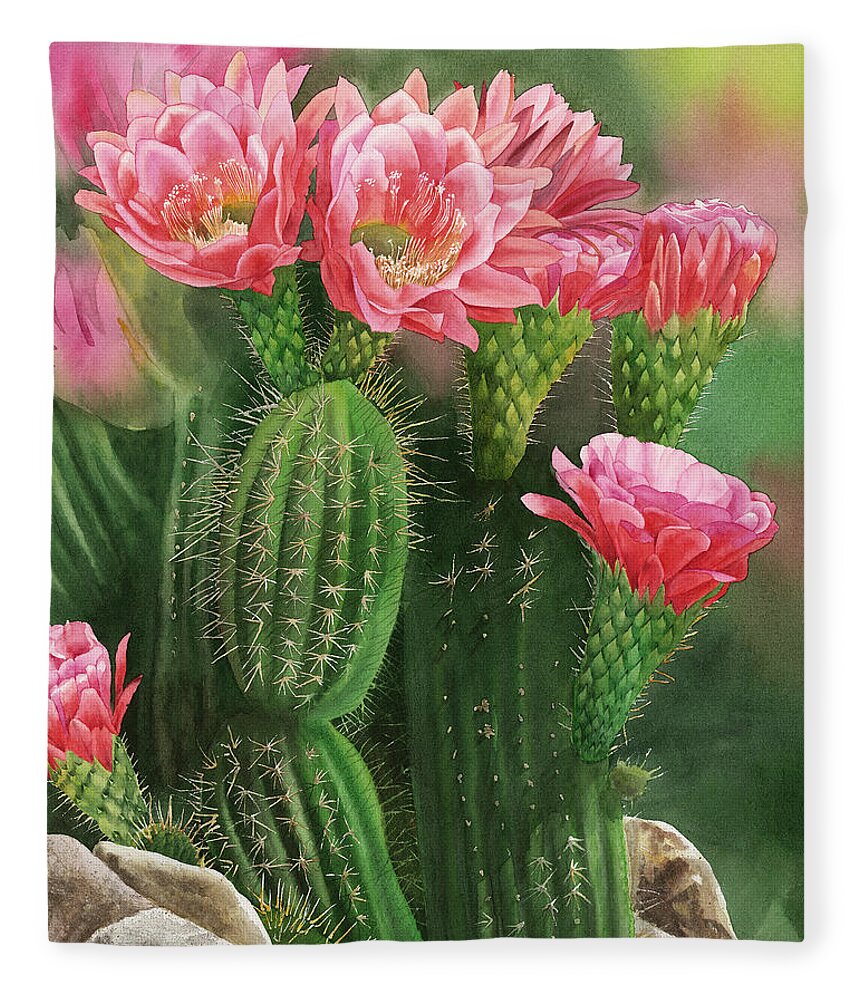 Flower Fleece Blanket featuring the painting Spiky Beauty by Espero Art