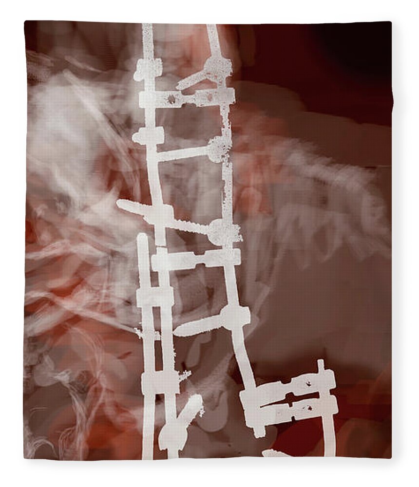 #spinalprosthesis Fleece Blanket featuring the digital art Spinal Prosthesis, Study 7 by Veronica Huacuja