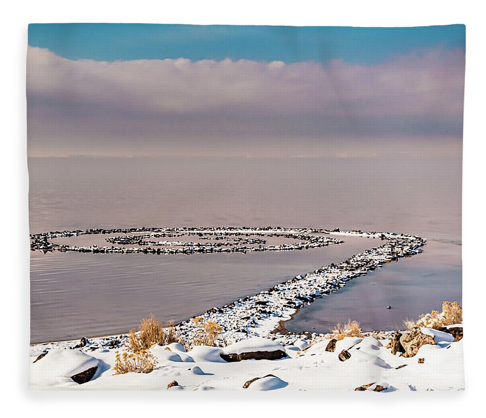 Spiral Jetty Fleece Blanket featuring the photograph Spiral Jetty by Bryan Carter