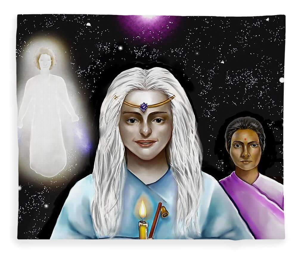  Fleece Blanket featuring the digital art Angela's Spirit Guides by Carmen Cordova
