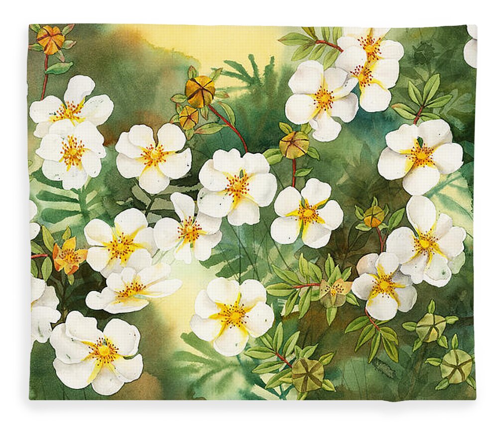 White Flower Fleece Blanket featuring the painting Spirit of Hope by Espero Art