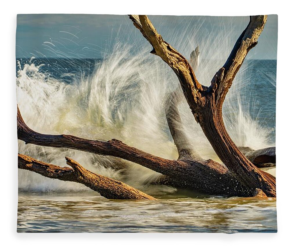 Wave Fleece Blanket featuring the photograph Splash 1 by Joye Ardyn Durham