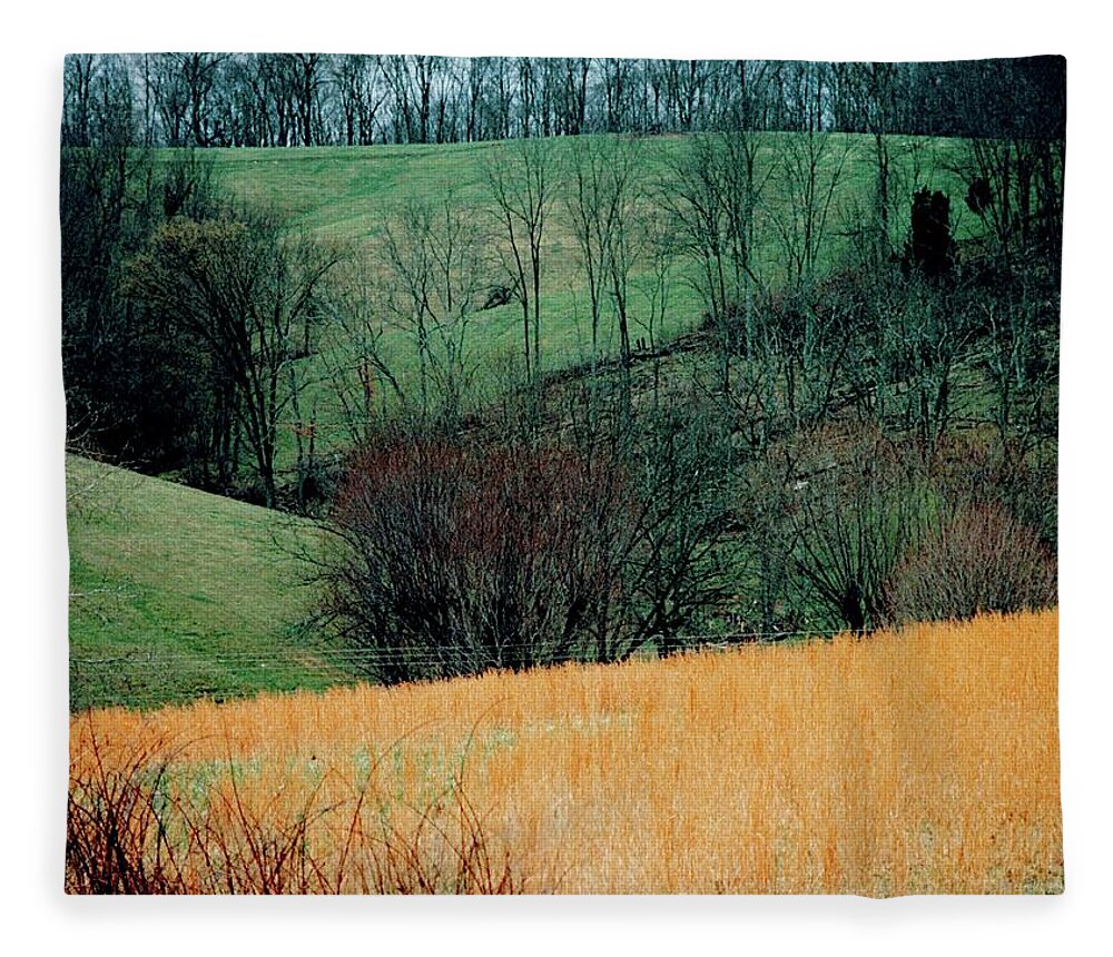 Robertson County Fleece Blanket featuring the photograph Spreading Elm Farm Scene by Mike McBrayer