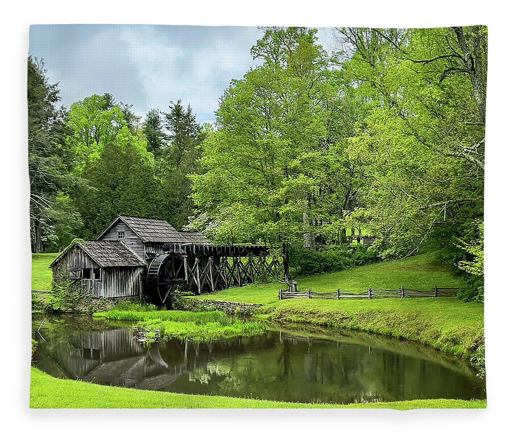 Mabry Mill Fleece Blanket featuring the photograph Spring at Mabry Mill by Chris Berrier