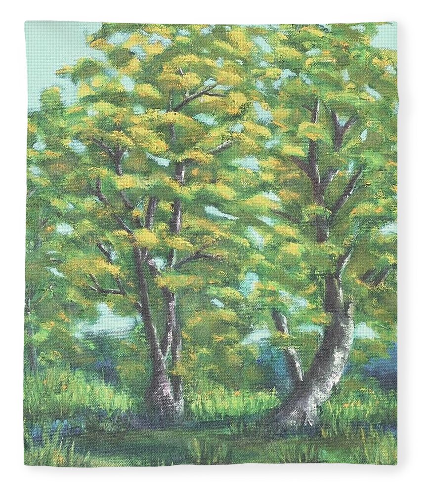 Oil Fleece Blanket featuring the painting Spring Colors by Candace Antonelli
