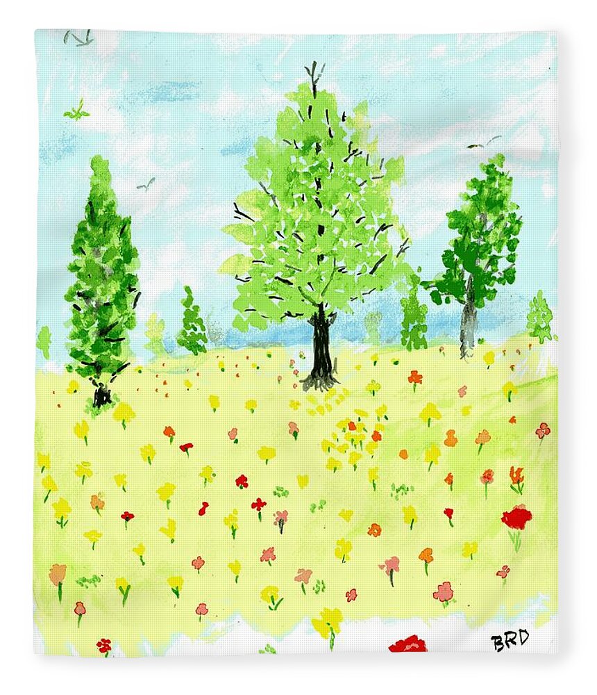 Spring Fleece Blanket featuring the painting Spring Day by Branwen Drew