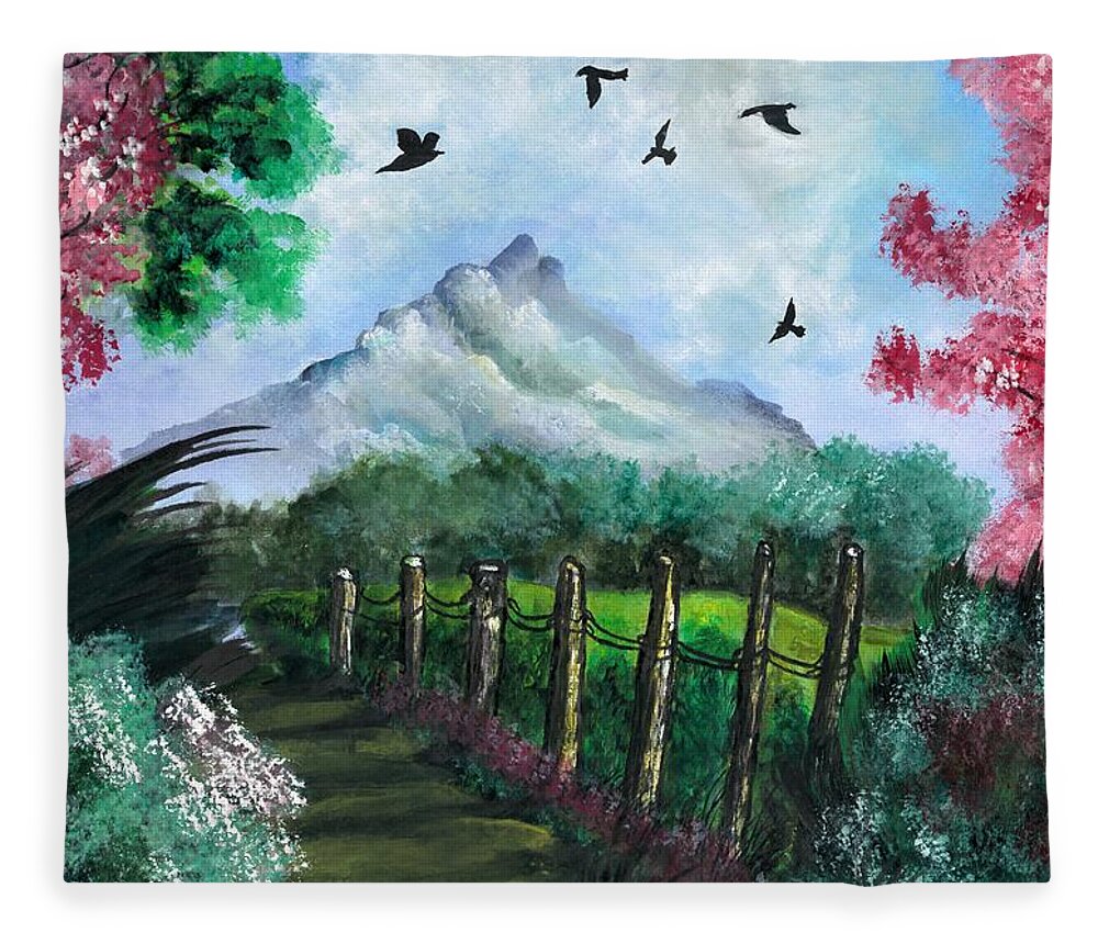 Spring Fleece Blanket featuring the painting Springtime splendor by Tara Krishna