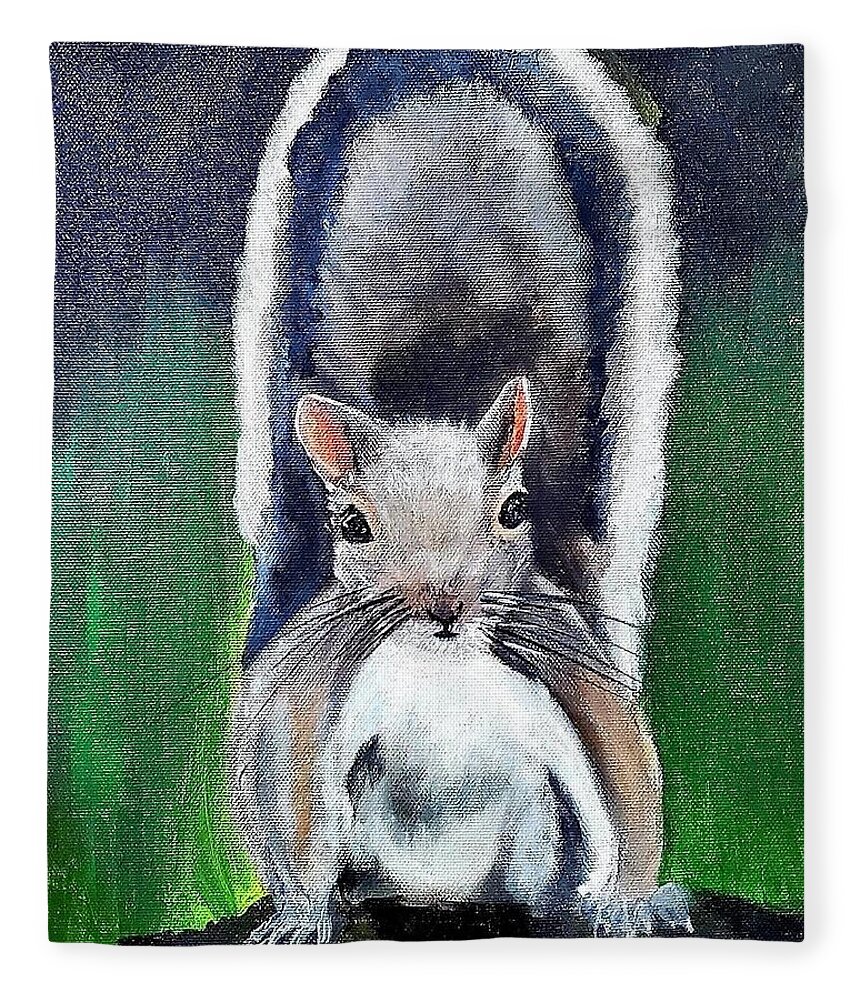 Squirrel Fleece Blanket featuring the painting Squirrel by Amy Kuenzie