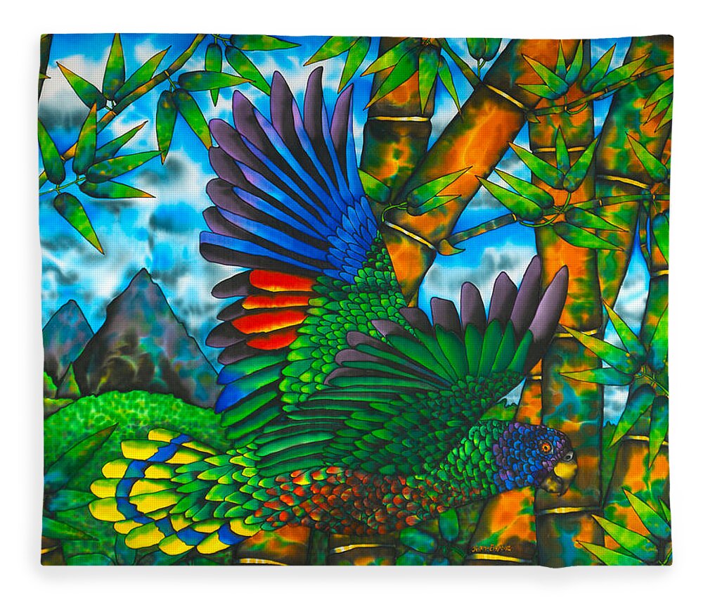 Jst. Lucia Parrot Fleece Blanket featuring the painting St. Lucia Parrot by Daniel Jean-Baptiste