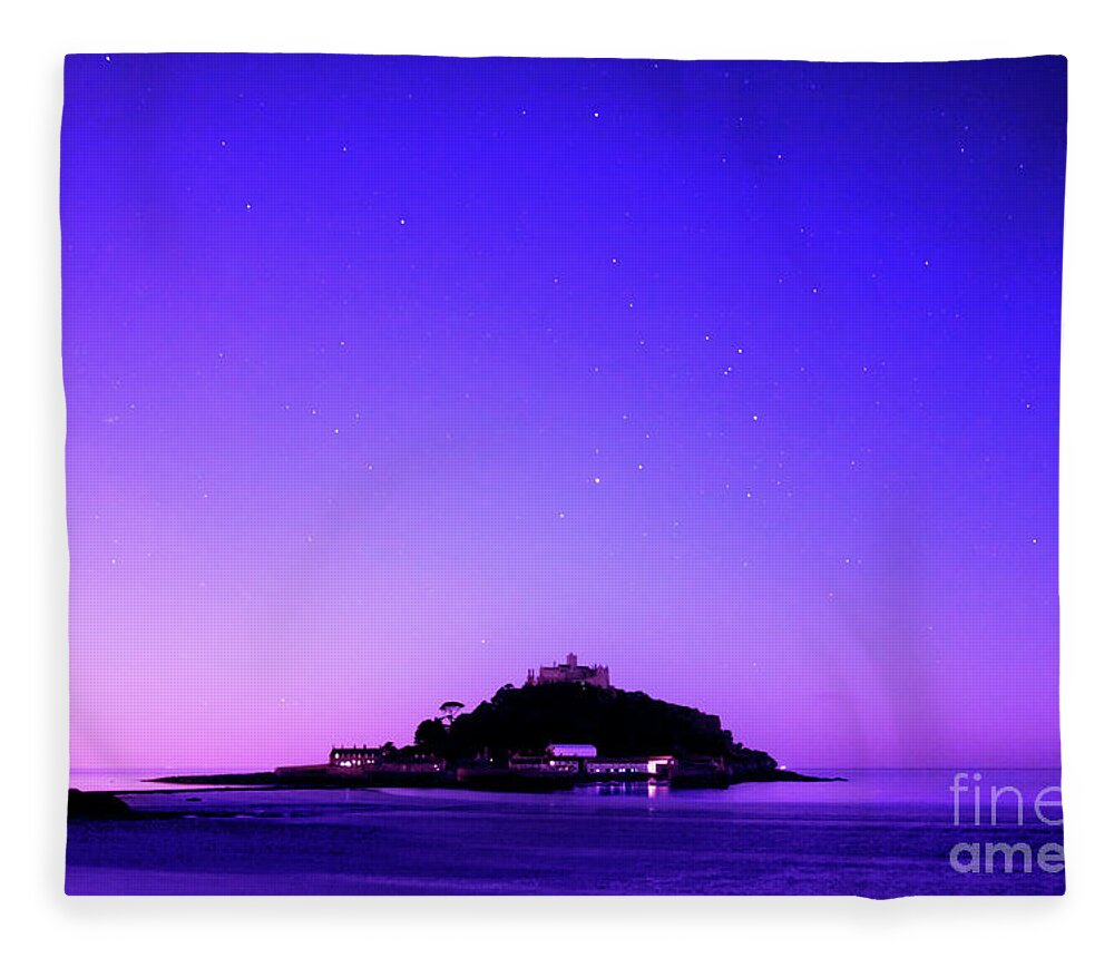 St. Michael's Mount Fleece Blanket featuring the photograph St Michael's Mount at Night by Terri Waters