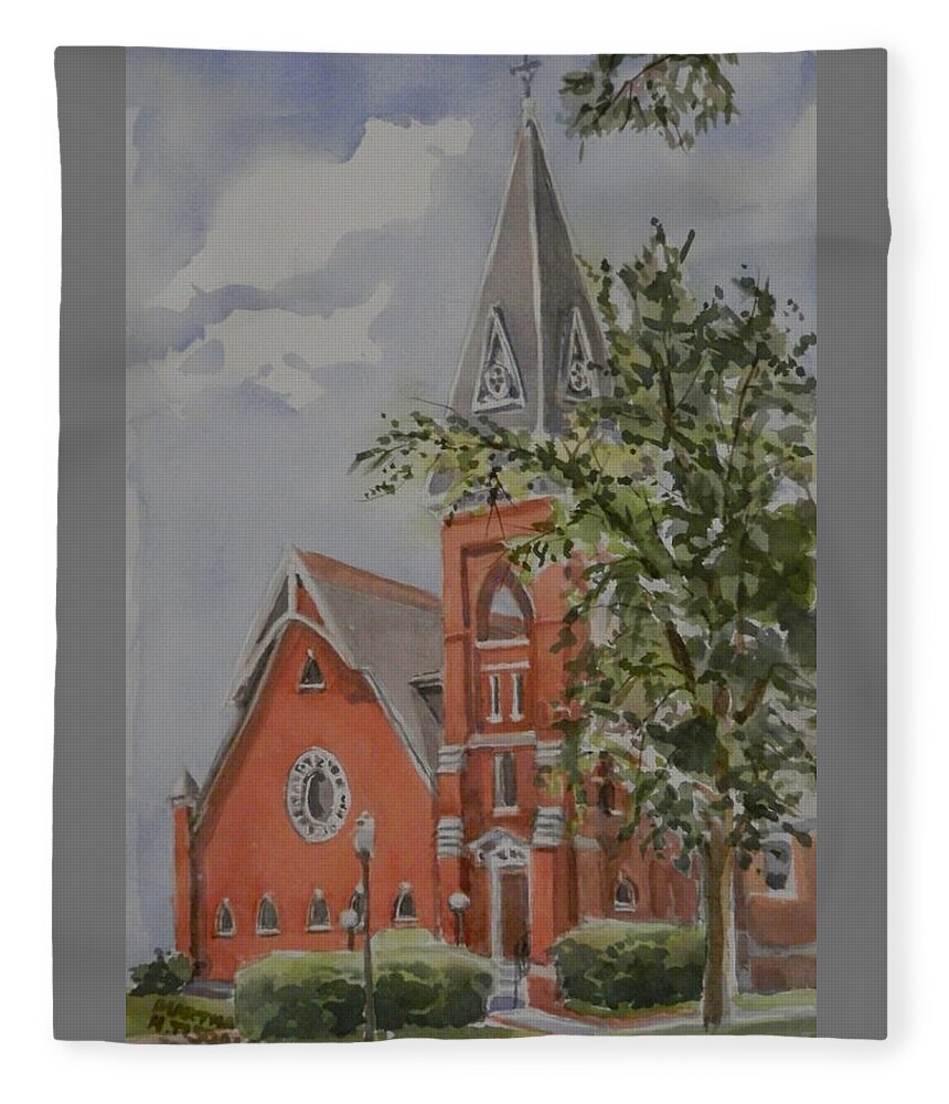 Architecture Fleece Blanket featuring the painting St Paul's Episcopal by Martha Tisdale