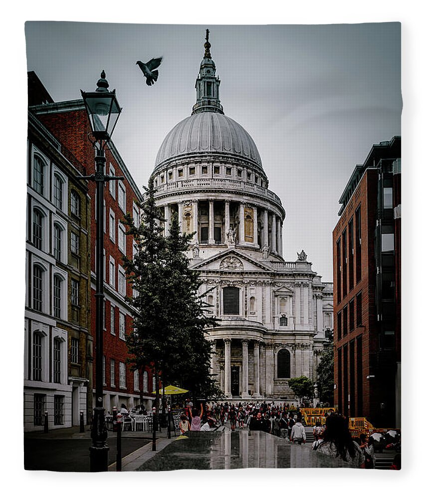 London Fleece Blanket featuring the photograph A view of St Paul's Cathedral by Berangere Bentz