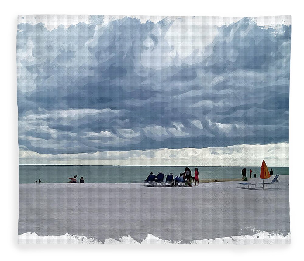  Rain Fleece Blanket featuring the digital art St. Pete Beach by Chauncy Holmes