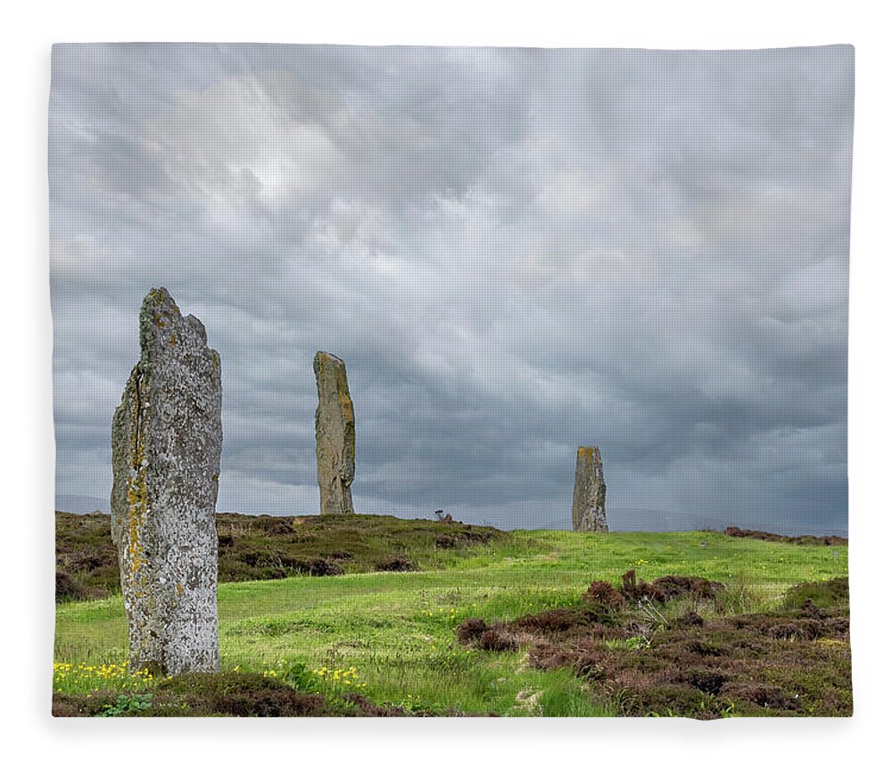Stones Fleece Blanket featuring the photograph Standing Stones of Brodgar by Holly Ross