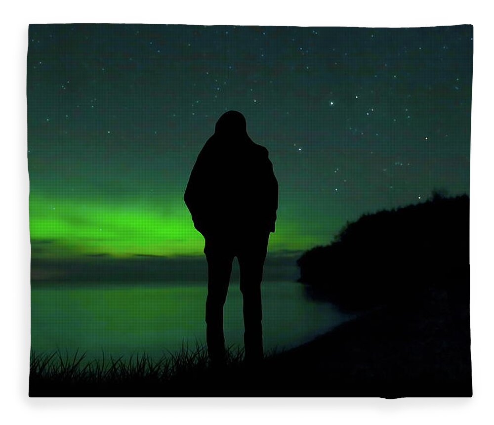 Aurora Borealis Fleece Blanket featuring the photograph Star Gazing by Andrea Kollo