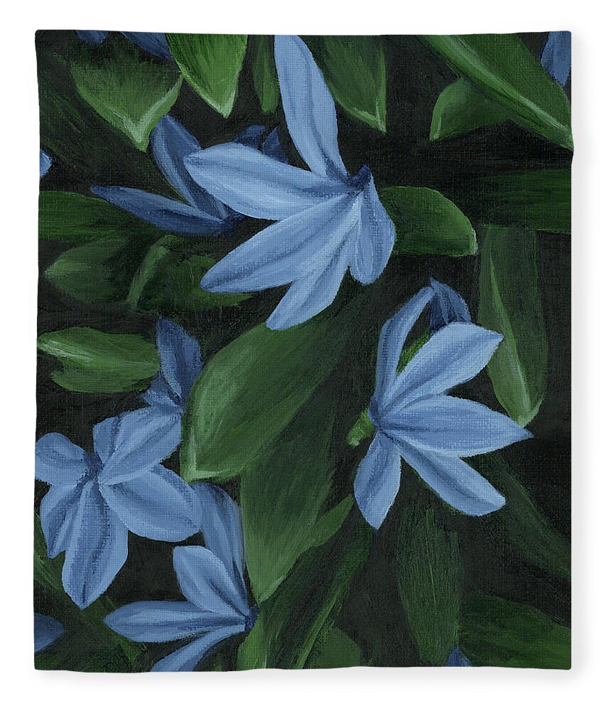 Navy Blue Fleece Blanket featuring the painting Star of Holland by Rachel Elise
