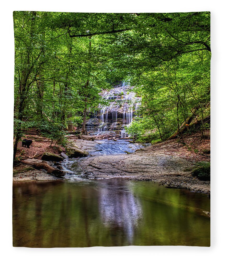 Waterfall Fleece Blanket featuring the photograph Station Cove Waterfall by Amy Dundon