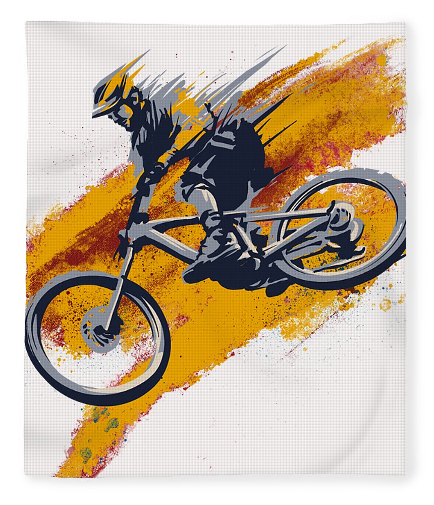 Mountain Bike Art Fleece Blanket featuring the painting Stay Wild Mtb by Sassan Filsoof
