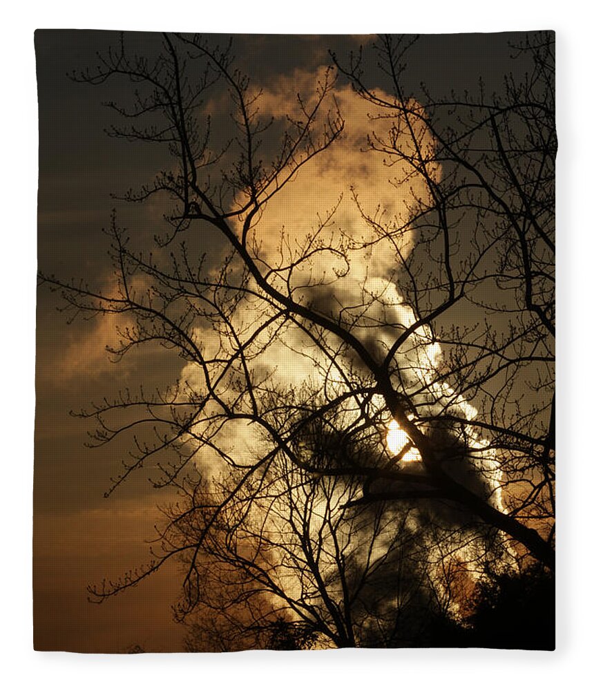 Black Fleece Blanket featuring the photograph Steam Cloud Holding the Sun December 27 2020 by Miriam A Kilmer