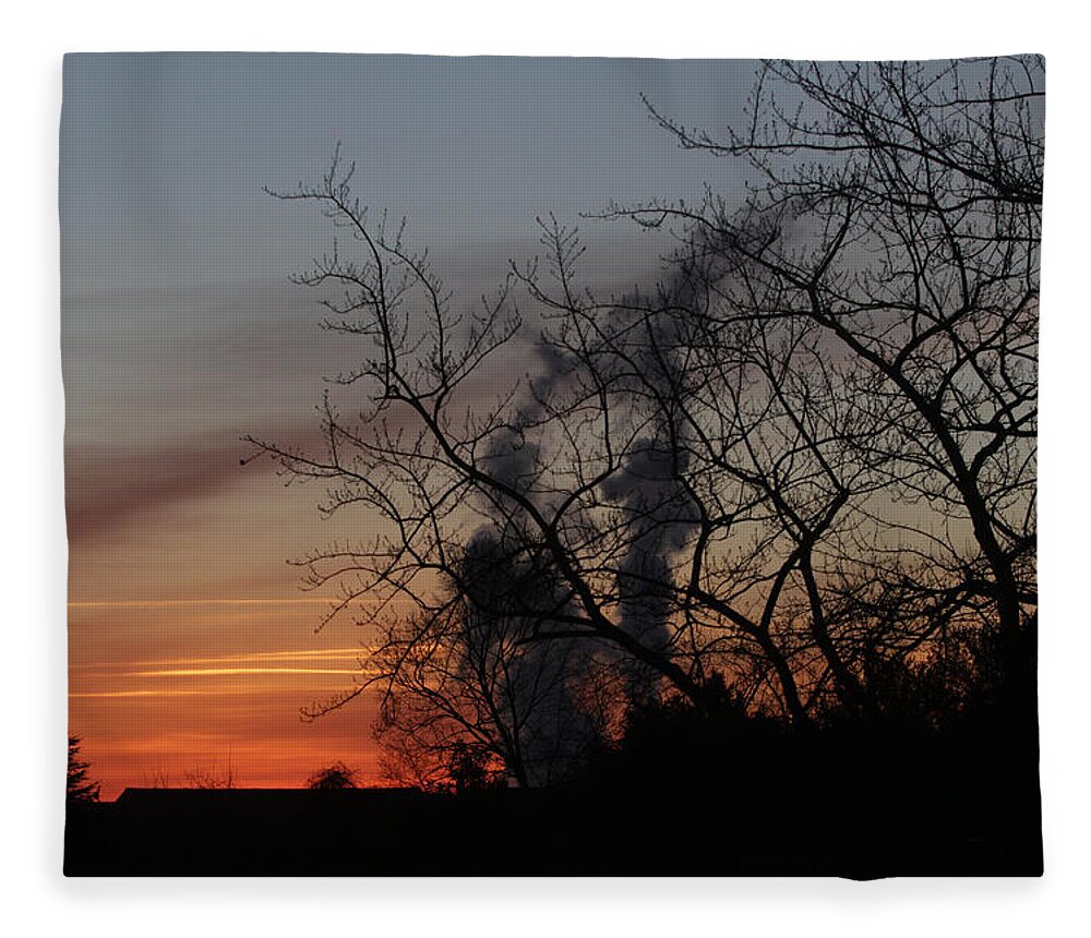 Steam Clouds Fleece Blanket featuring the photograph Steam Clouds at Dawn December 27 2020 by Miriam A Kilmer