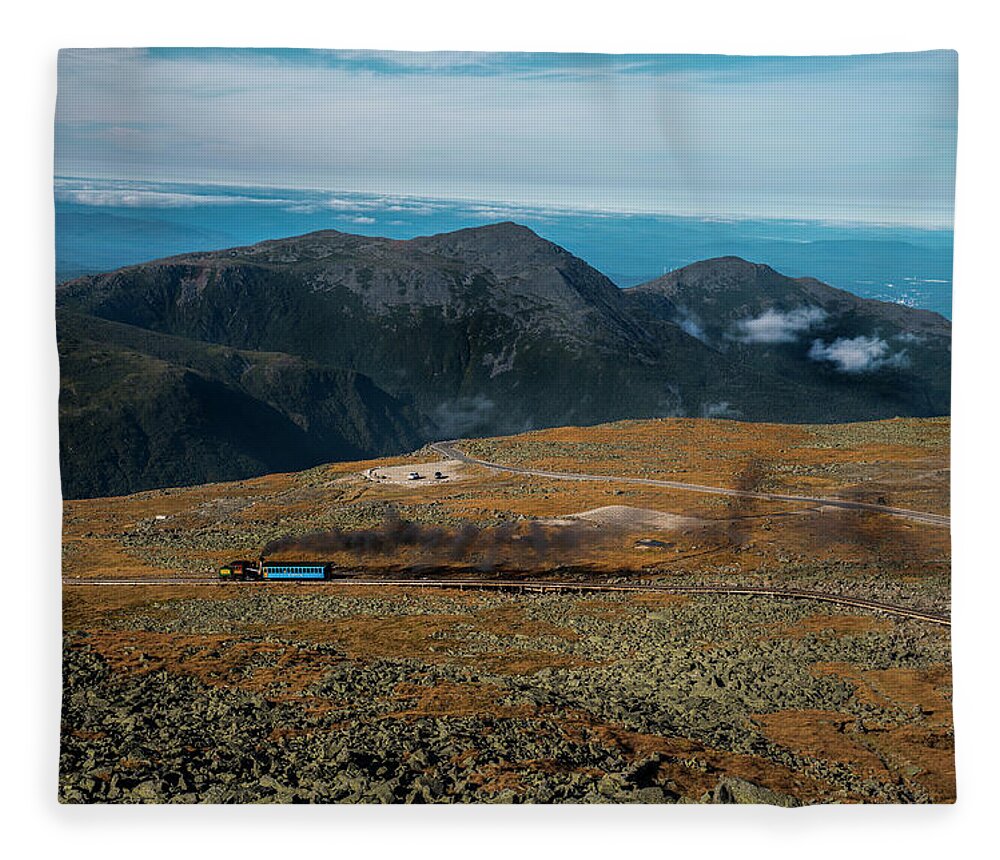 Steam Engine Fleece Blanket featuring the photograph Steam Engine on Mt. Washington by Regina Muscarella