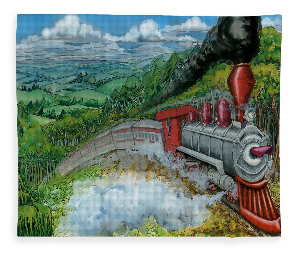 Train Fleece Blanket featuring the painting Steam Train by Kevin Middleton