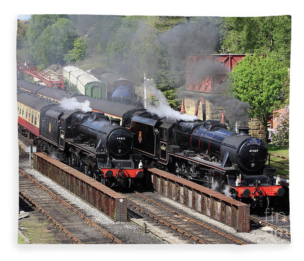 Trains Fleece Blanket featuring the photograph Steam trains at Goathland NYMR by Bryan Attewell