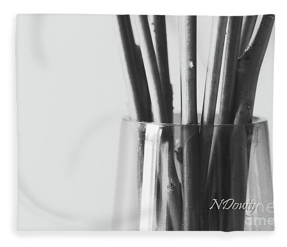 Stems In Vase Fleece Blanket featuring the photograph Stems in Vase by Natalie Dowty