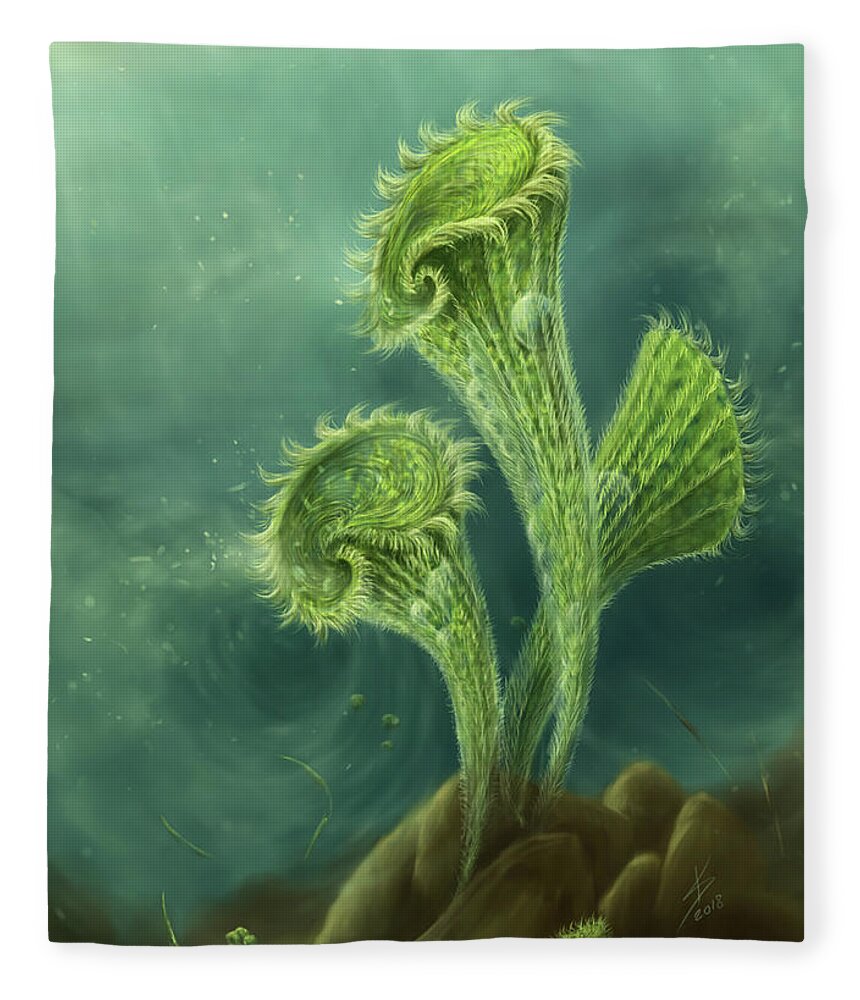 Protozoa Fleece Blanket featuring the digital art Stentor by Katelyn Solbakk