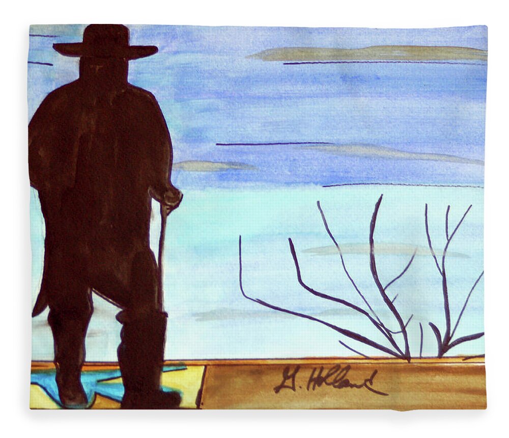 Great Musician Fleece Blanket featuring the painting Stevie Ray by Genevieve Holland