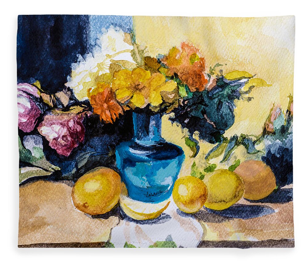 #creativity #artmindfulness #mindfulness Fleece Blanket featuring the painting Still Life 3 by Veronica Huacuja