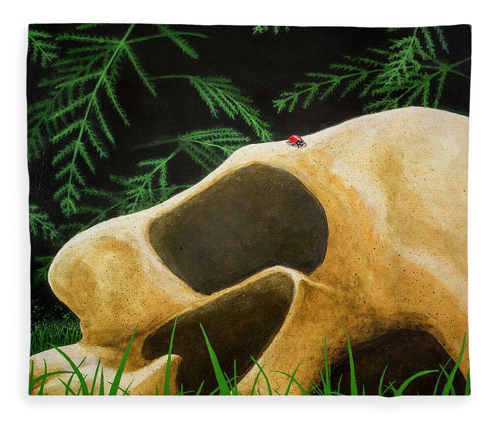 Ladybug Fleece Blanket featuring the painting Still Life by Jack Malloch