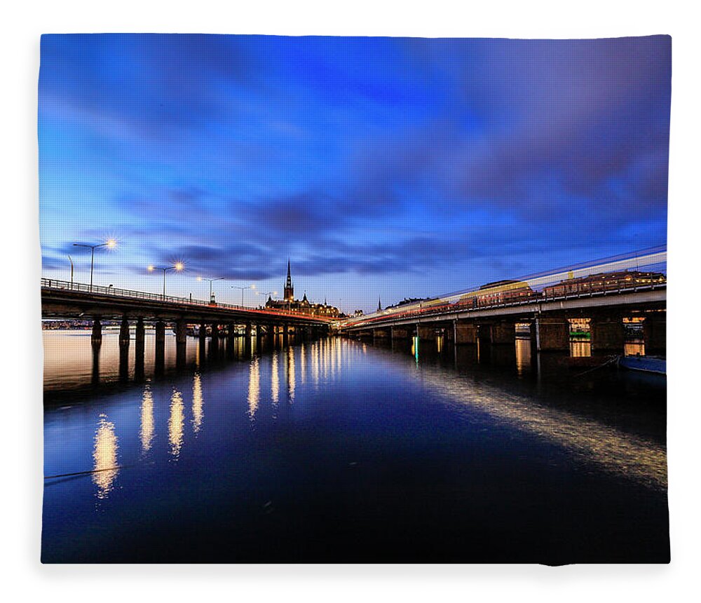 Europe Fleece Blanket featuring the photograph Stockholm bridges by Alexander Farnsworth