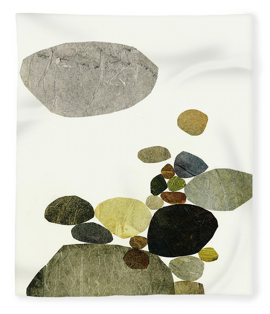 Abstract Art Fleece Blanket featuring the mixed media Stone Stack #8 by Jane Davies