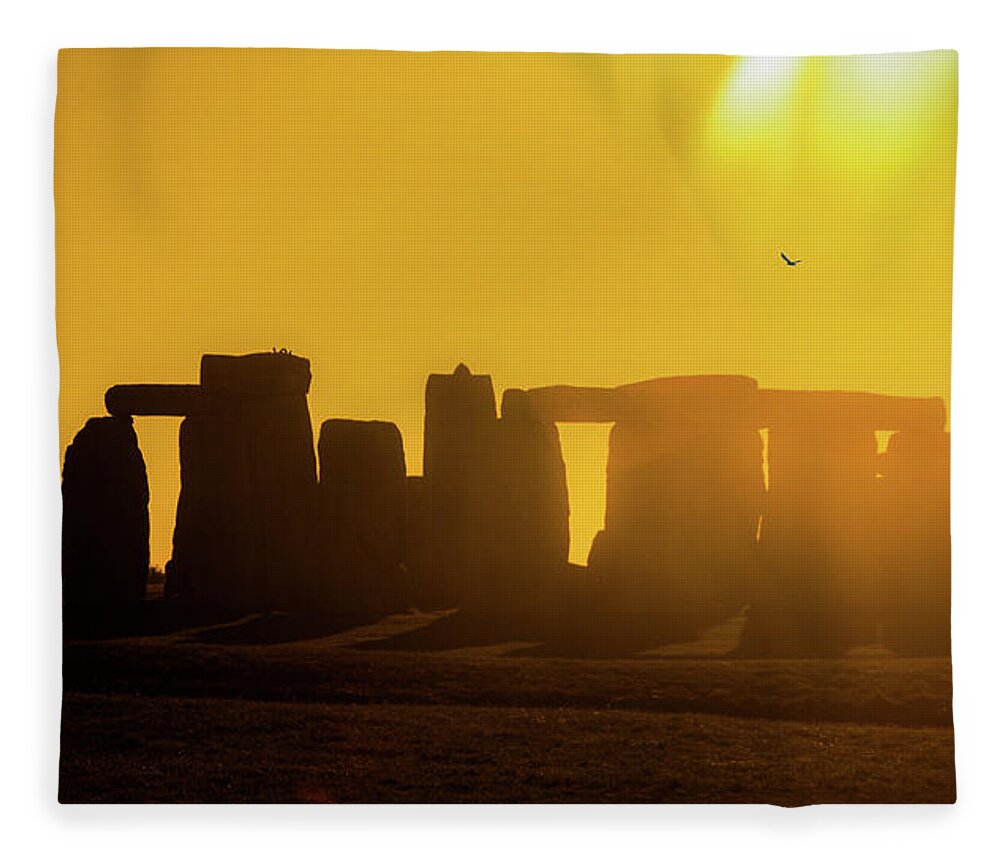 Stonehenge Fleece Blanket featuring the photograph Stonehenge Silhouette by Rob Hemphill