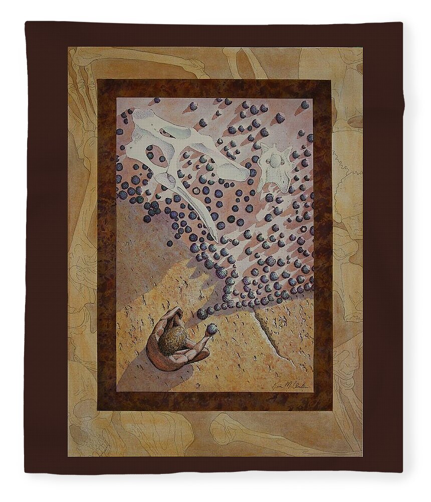Kim Mcclinton Fleece Blanket featuring the painting Stones and Bones by Kim McClinton