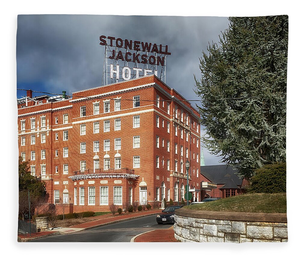 Staunton Fleece Blanket featuring the photograph Stonewall Jackson Hotel - Staunton Virginia by Susan Rissi Tregoning