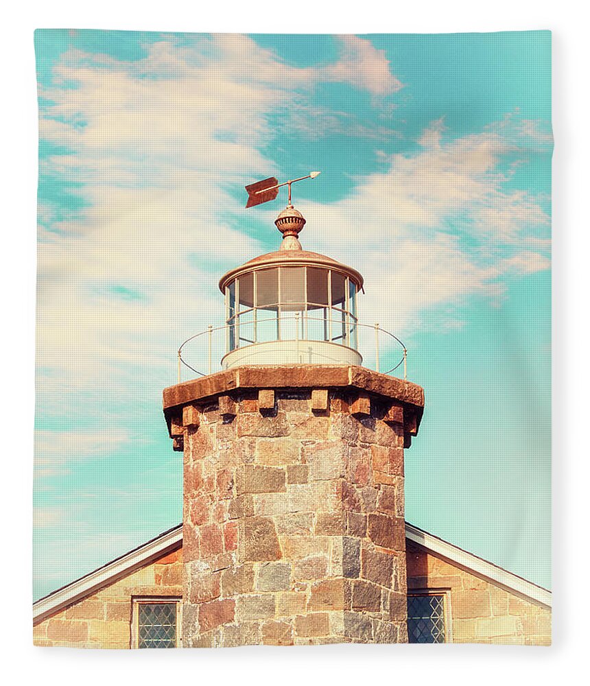Stonington Lighthouse Fleece Blanket featuring the photograph Stonington Lighthouse Vintage by Marianne Campolongo
