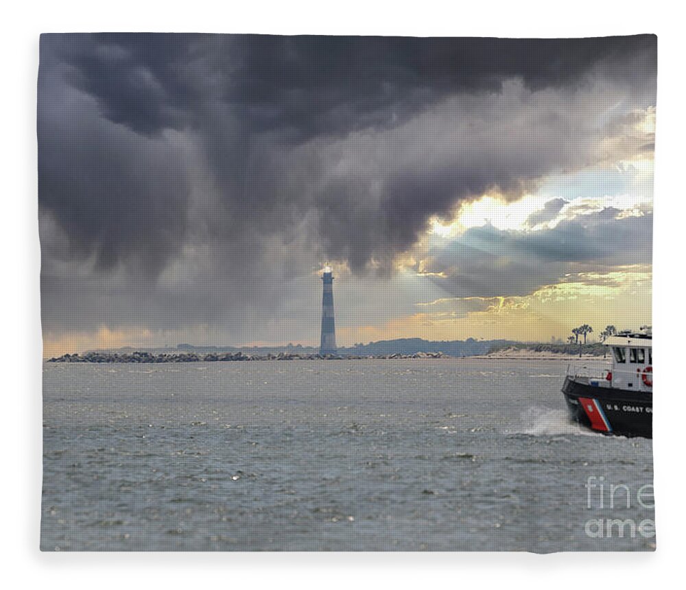 Storm Fleece Blanket featuring the photograph Storm Chaser - United States Coast Guard by Dale Powell