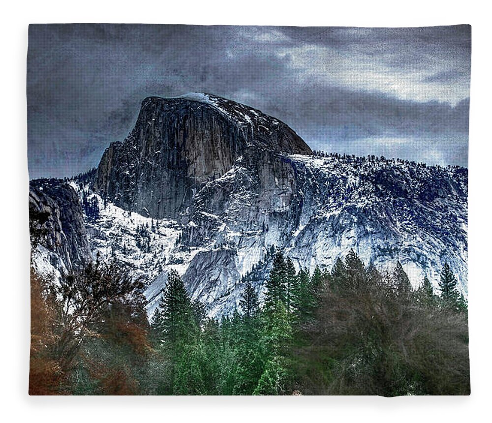Yosemite Fleece Blanket featuring the photograph Storm Over Half Dome by Wayne King