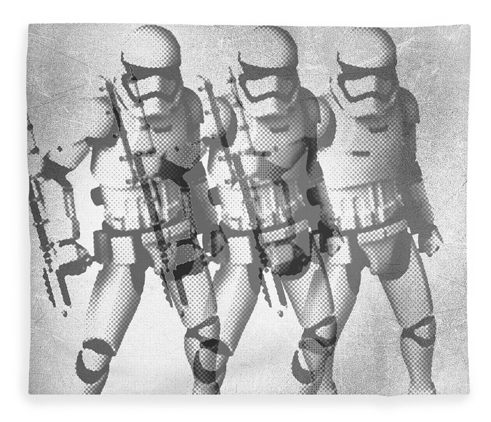 Storm Trooper Fleece Blanket featuring the painting Storm Trooper Star Wars Elvis Warhol by Tony Rubino
